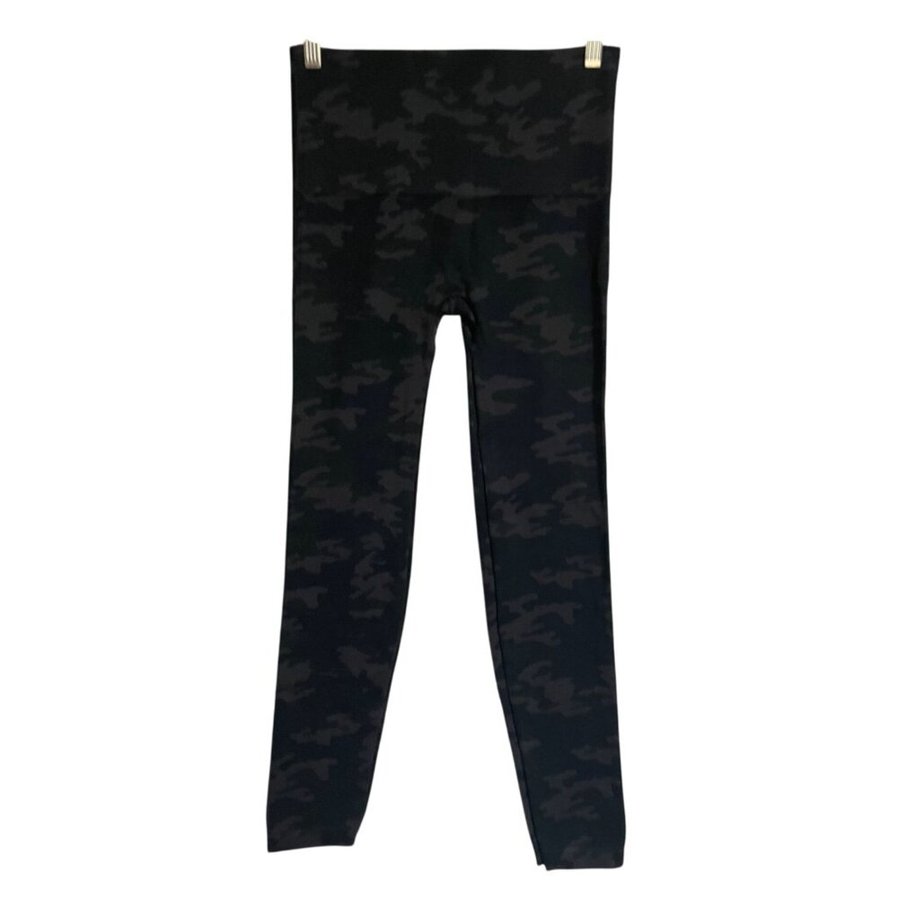 Spanx Camo Print Women Shape Wear Leggings Black/Gray Size L Compression Stretch